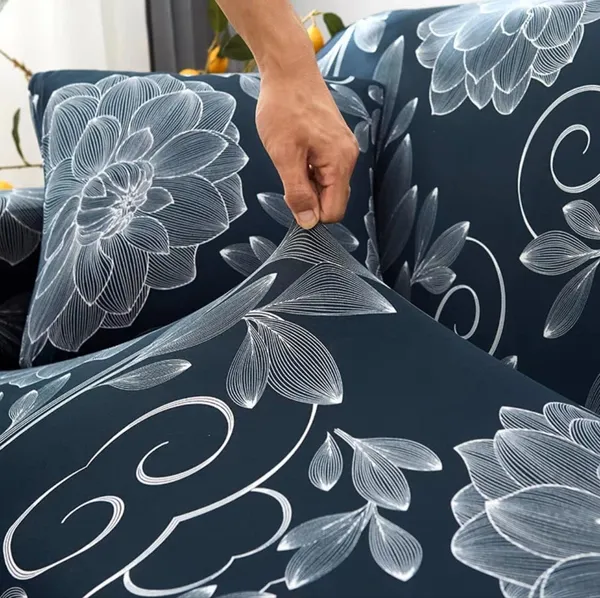 Multicolor_Blue_Dahlia_Design_Polyester_Elastic_Stretchable_Printed_Sofa_Cover_And_Multicolor_Chindi_Handmade_Printed_Modern_Rugs_Carpet_For_Living_Room_or_Drawing_Room_And_Enhanced_Decor_For_Bedroom_Combo_Pack_Of_2
